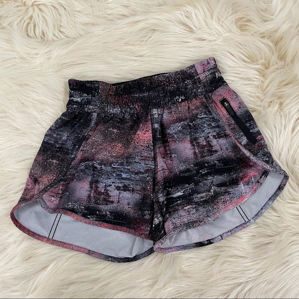 lululemon athletica Women's Athletic Shorts in Black and Pink Abstract Print